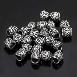 Rune hair beads - silver colour