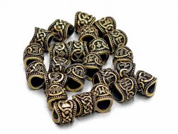 Rune hair beads - brass colour