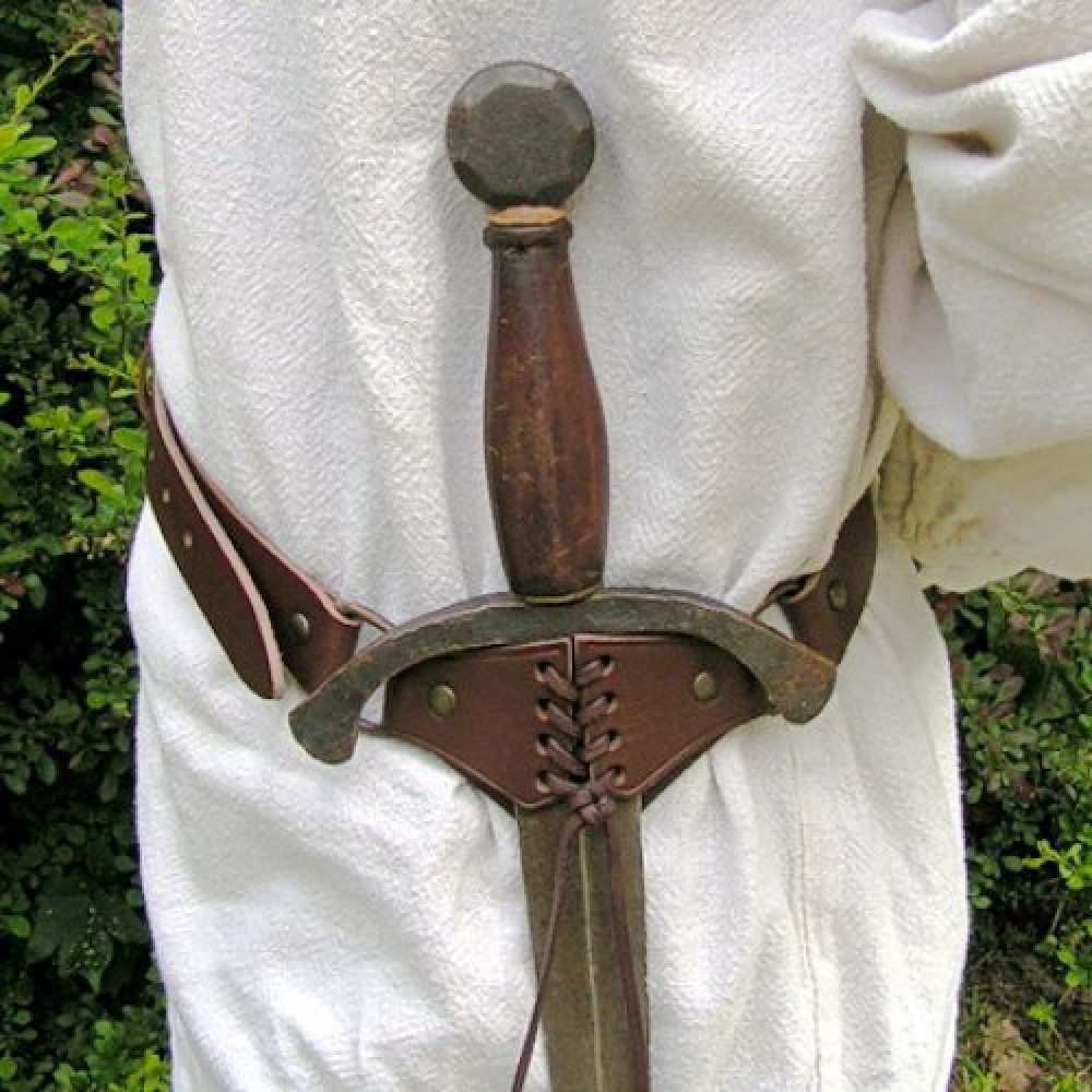 Medieval sword holder in use