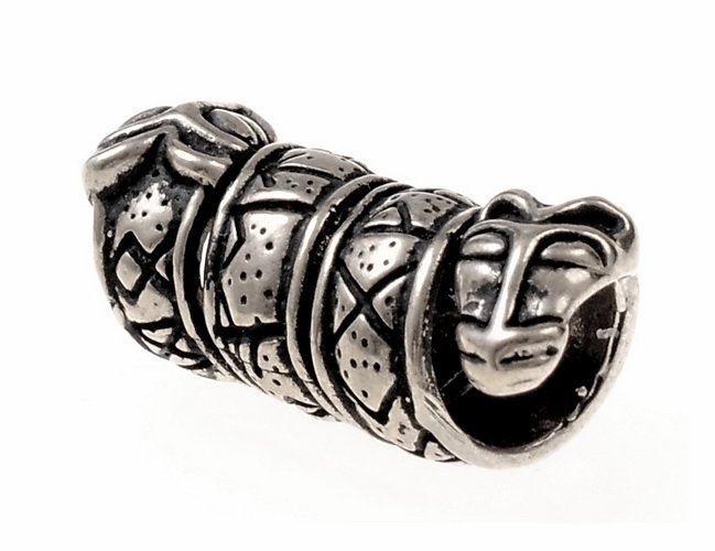 Viking beard bead - silver plated