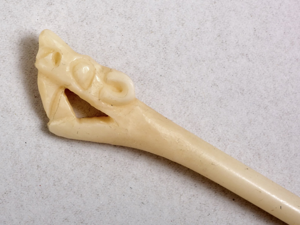 Viking bone pin - detail