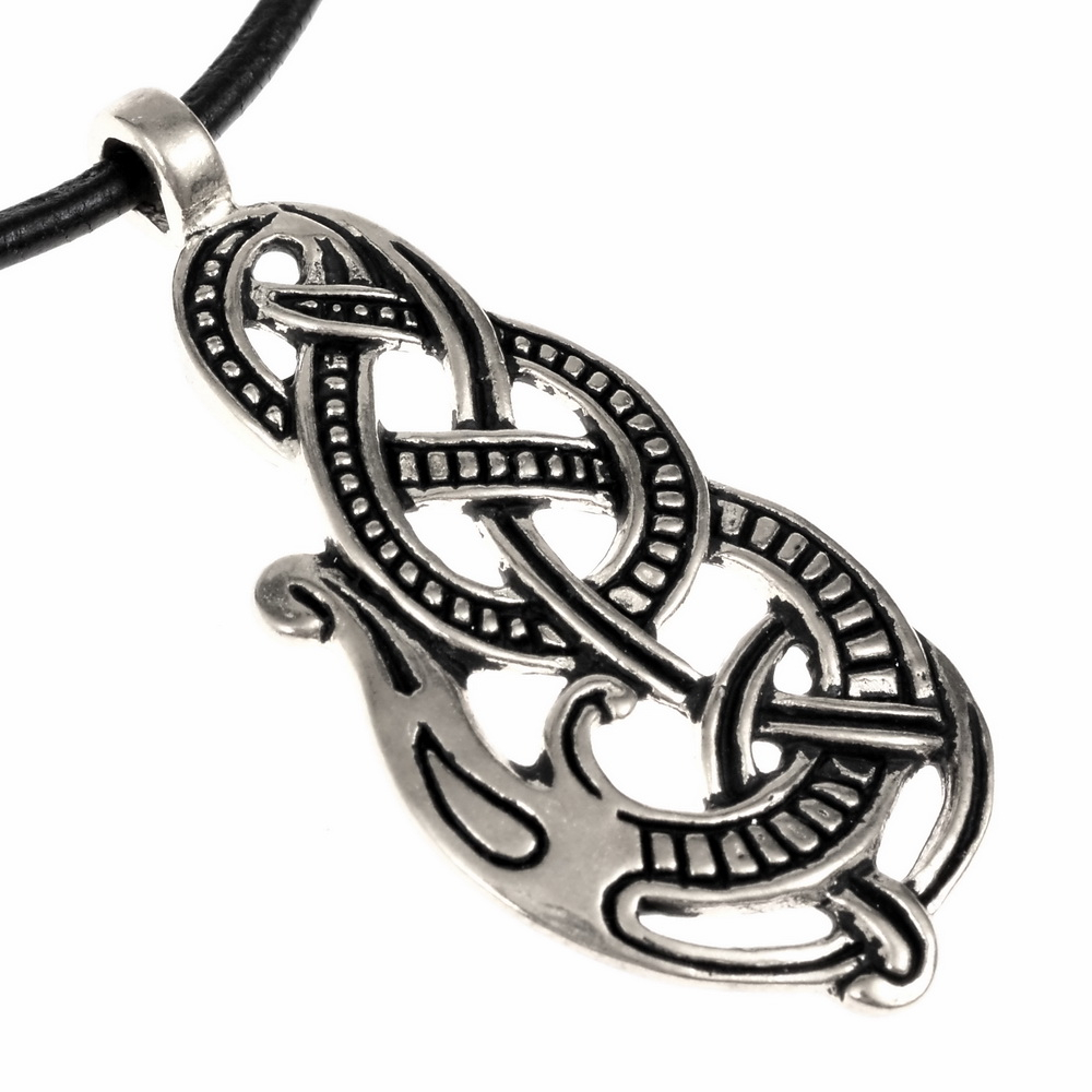 Viking serpent pendant - silver