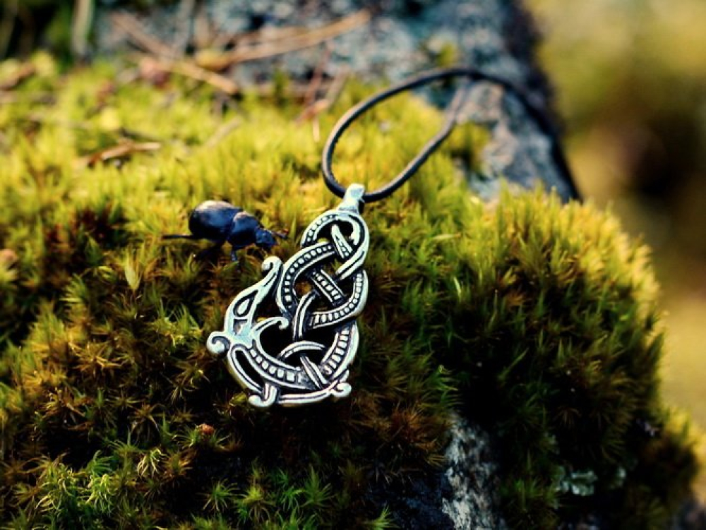 Viking serpent pendant in nature