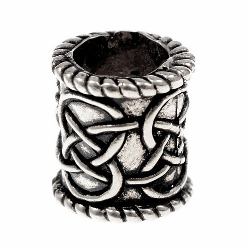 Celtic beard bead - silver plated