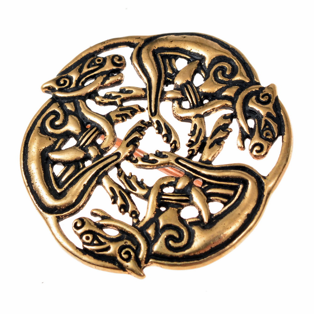 Celtic brooch hunting hounds - Bronze