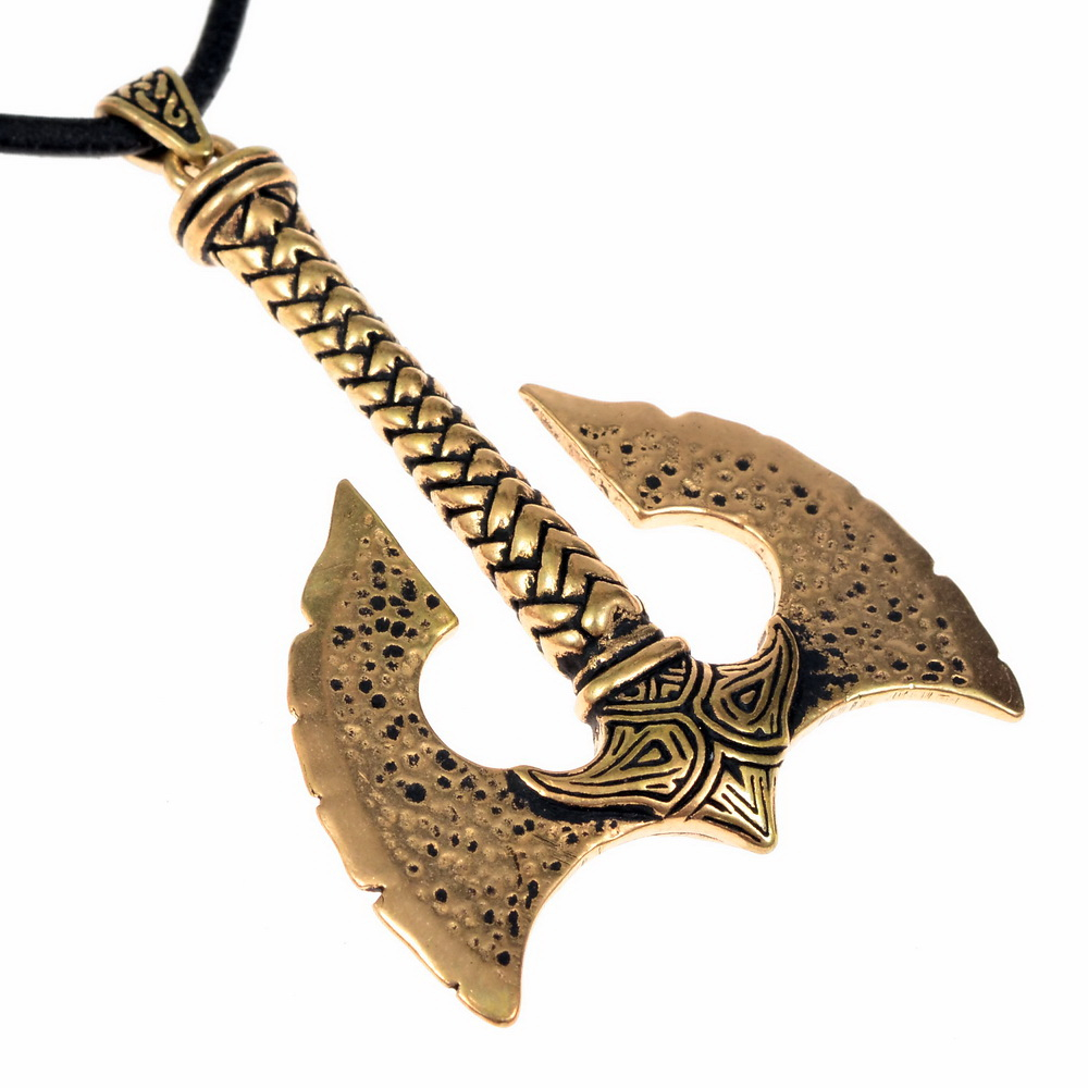 Double dwarf axe pendant - bronze