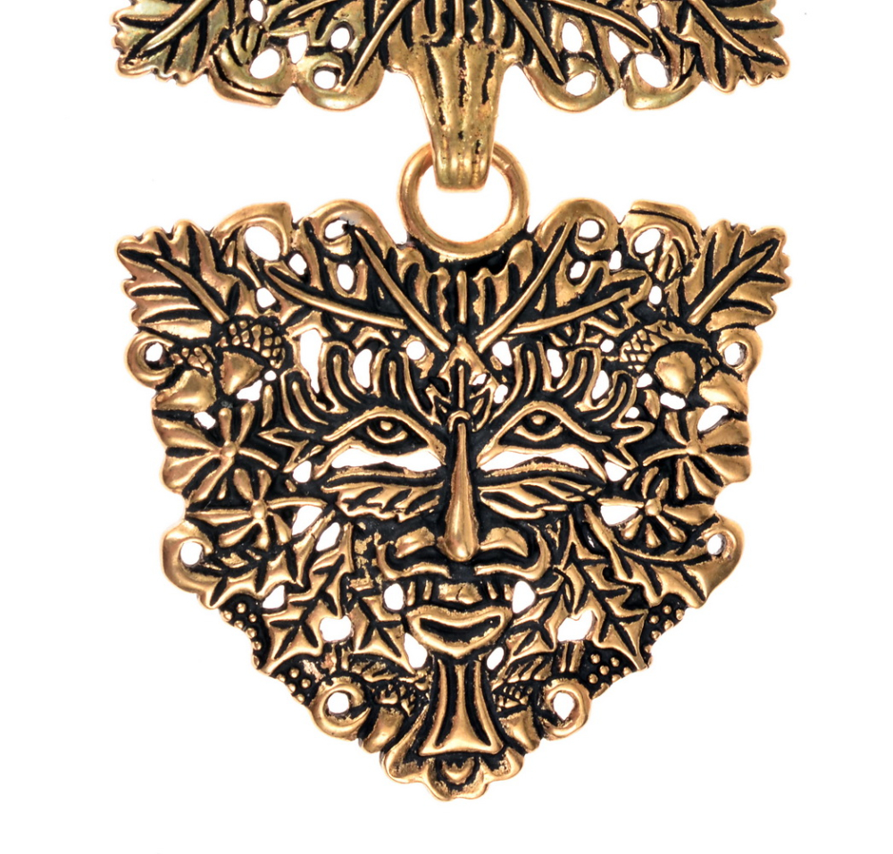 Green Man Robe Clasp - detail