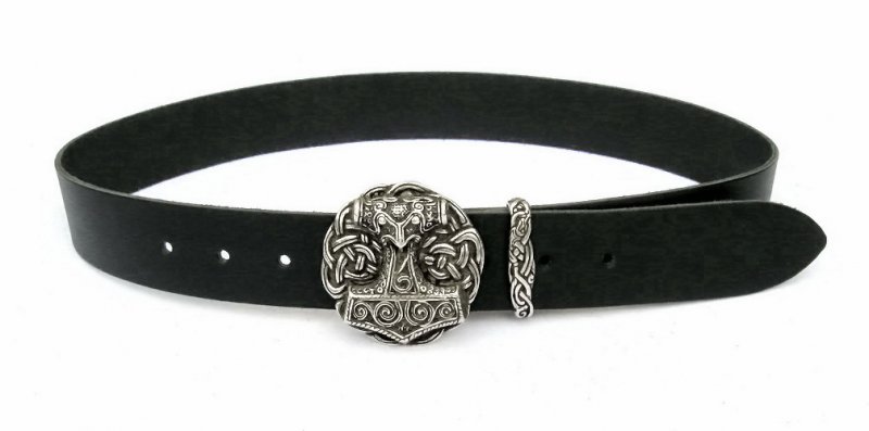 Thor's hammer buckle belt - black