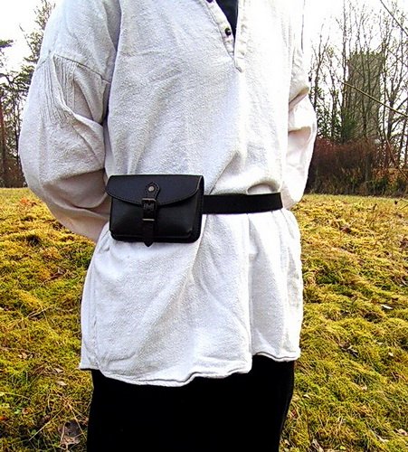 Leather belt wallet on model