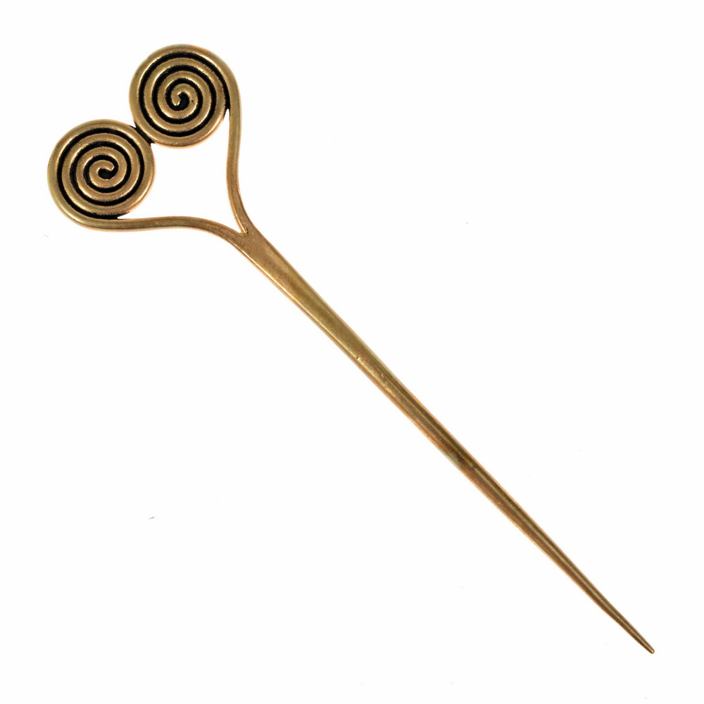 Celtic spiral dress pin - bronze