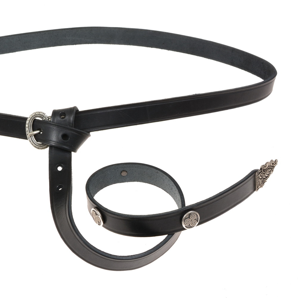Late Roman leather belt - black / silver