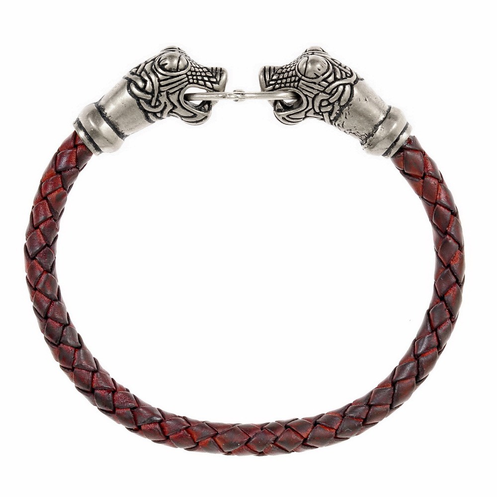 Lederarmband - braun / versilbert