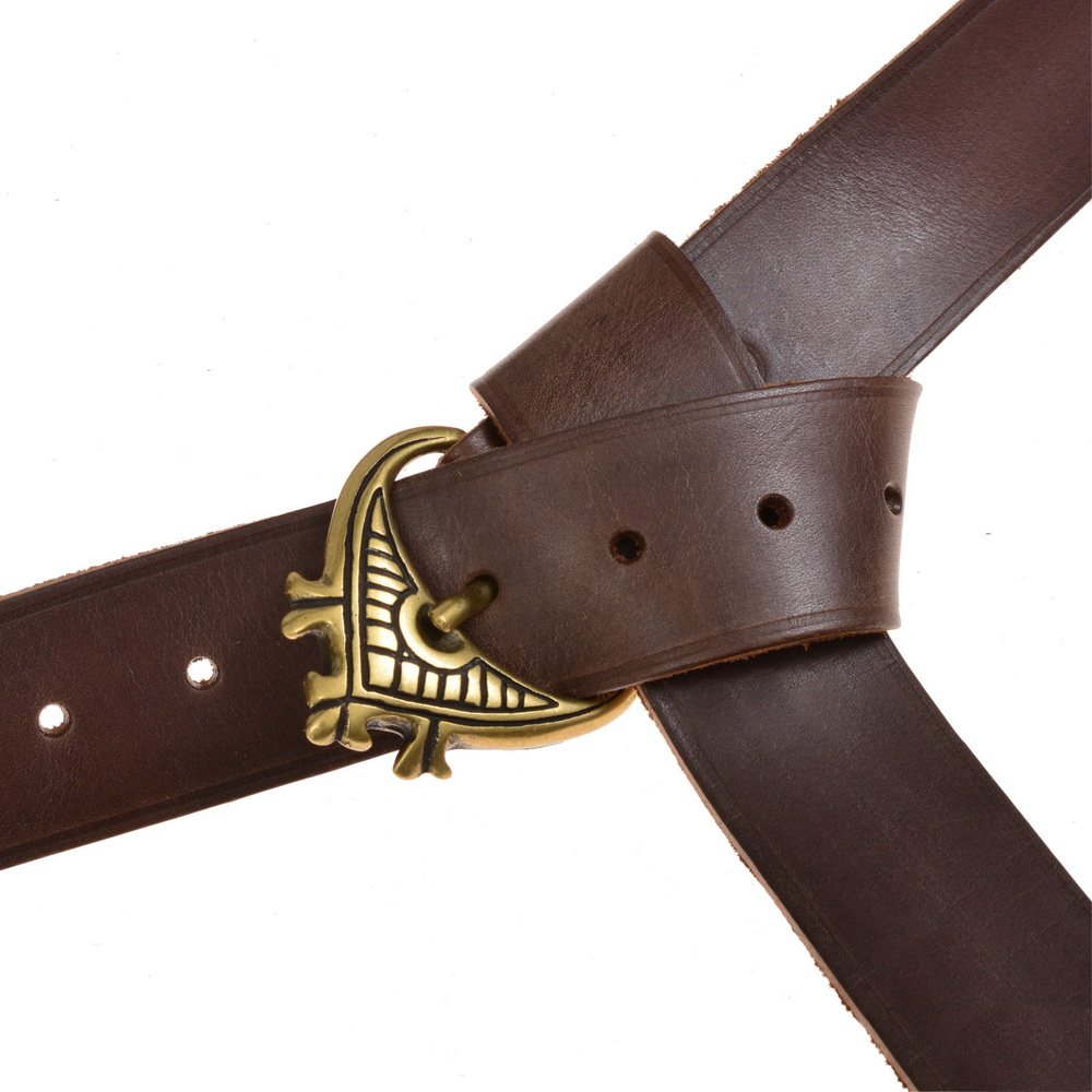 High medieval belt - brown / brass