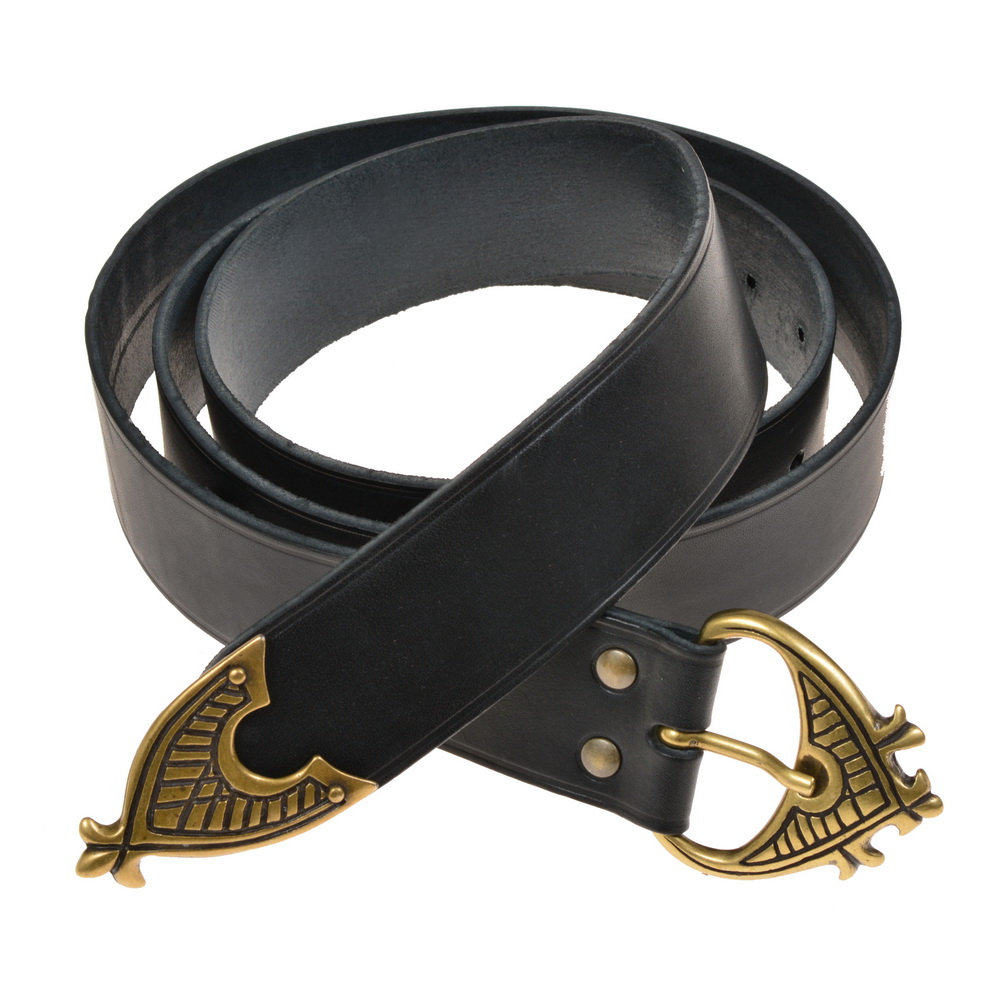 High medieval belt - black / brass