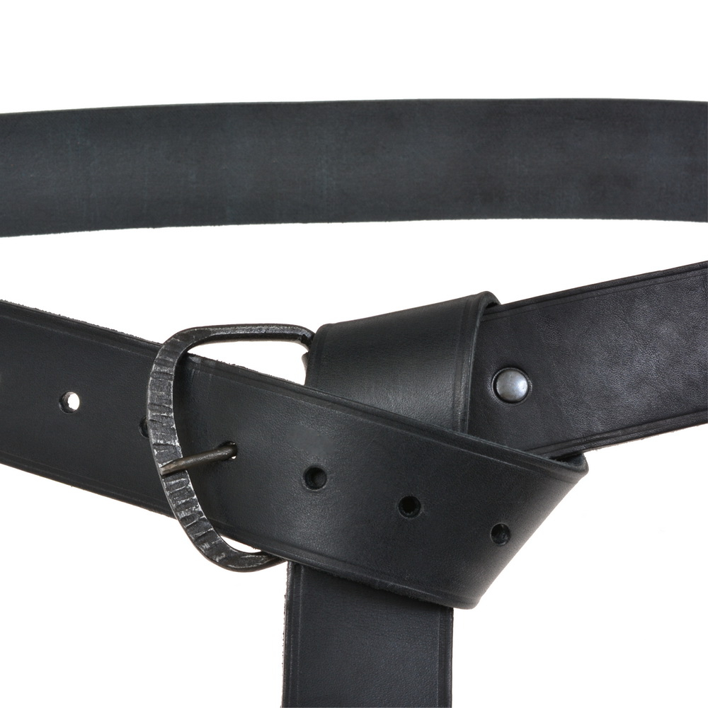 Medieval leather belt with iron buckle