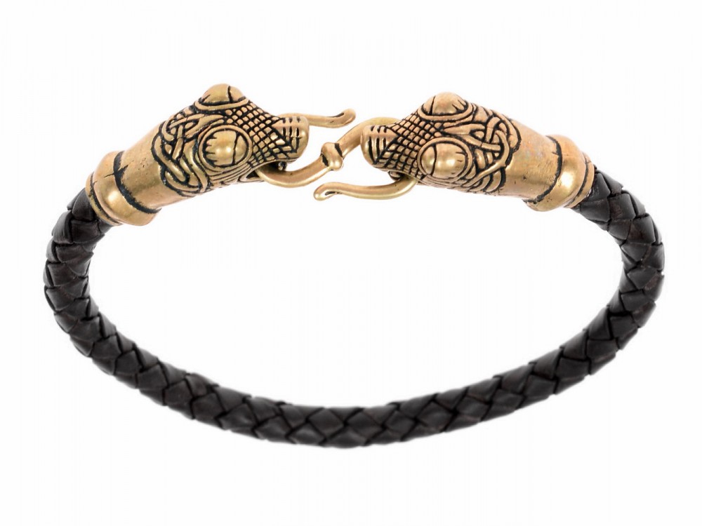 Lederarmband - schwarz / Bronze