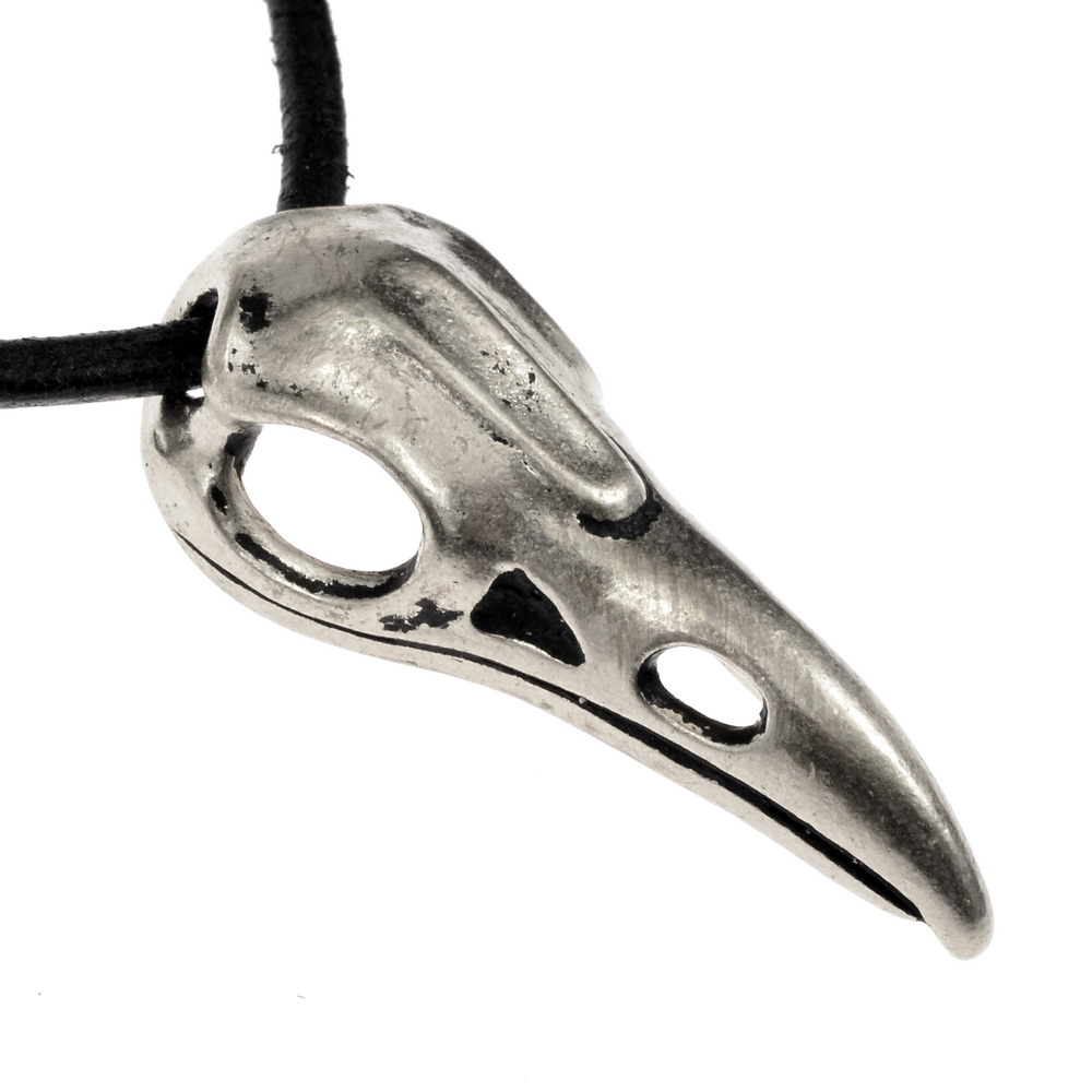 Raven skull pendant - silver