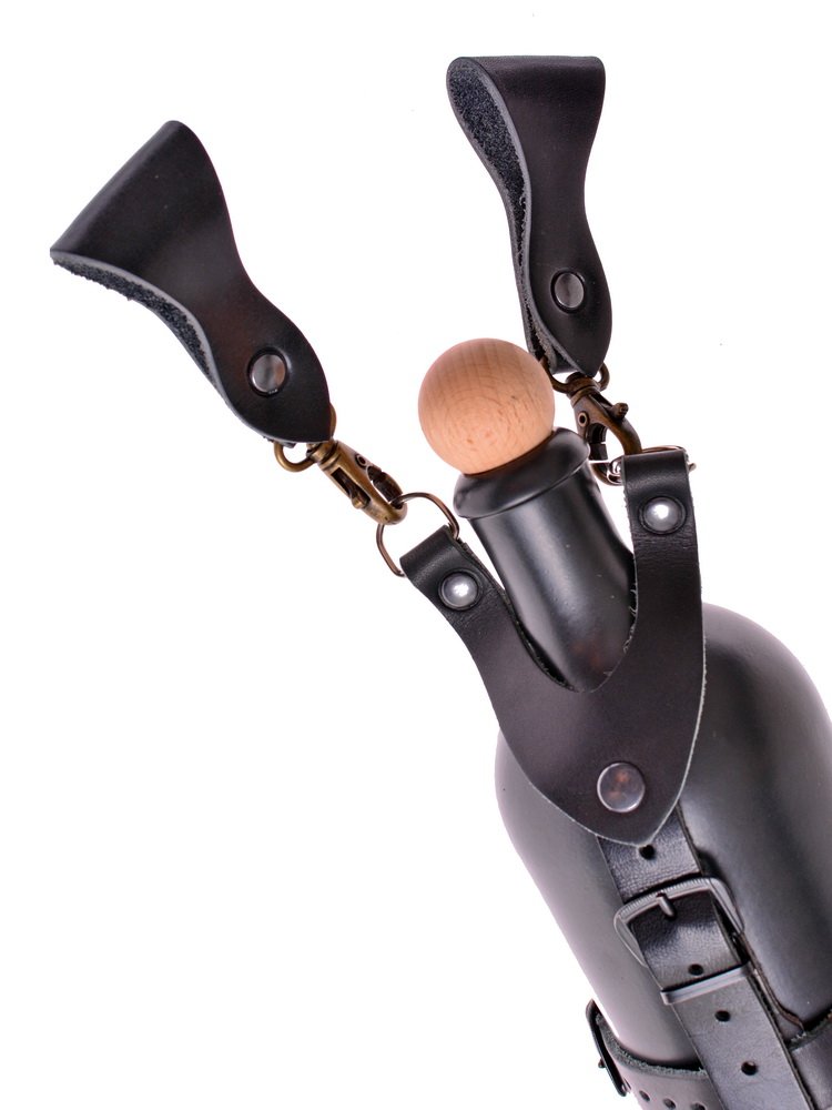 Leder-Halfter mit Flasche - schwarz