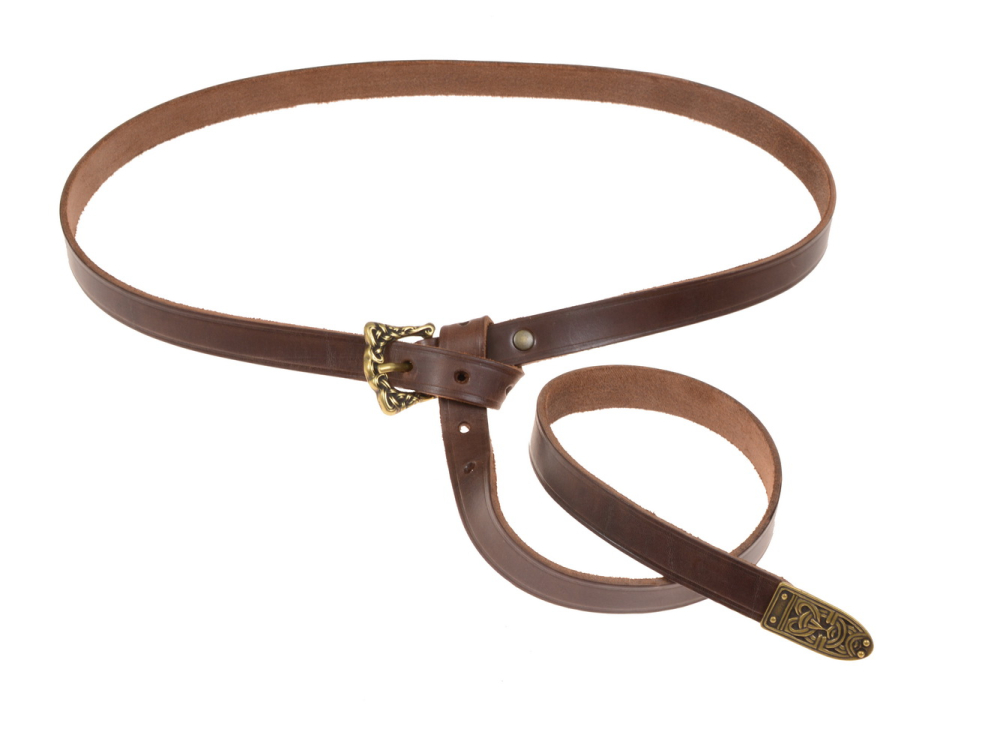 Viking leather belt - brown / brass