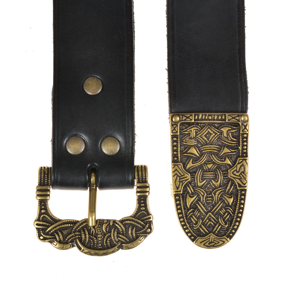 Viking belt - black / brass