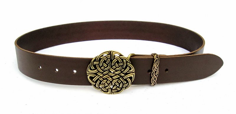 Celtic knot buckle belt - brown