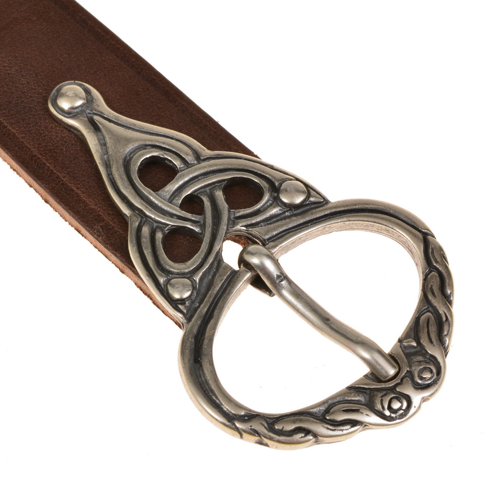 Viking leather belt - brown / silver