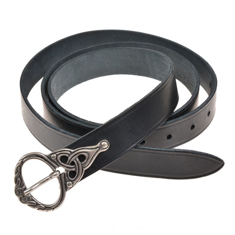 Viking leather belt - black / silver