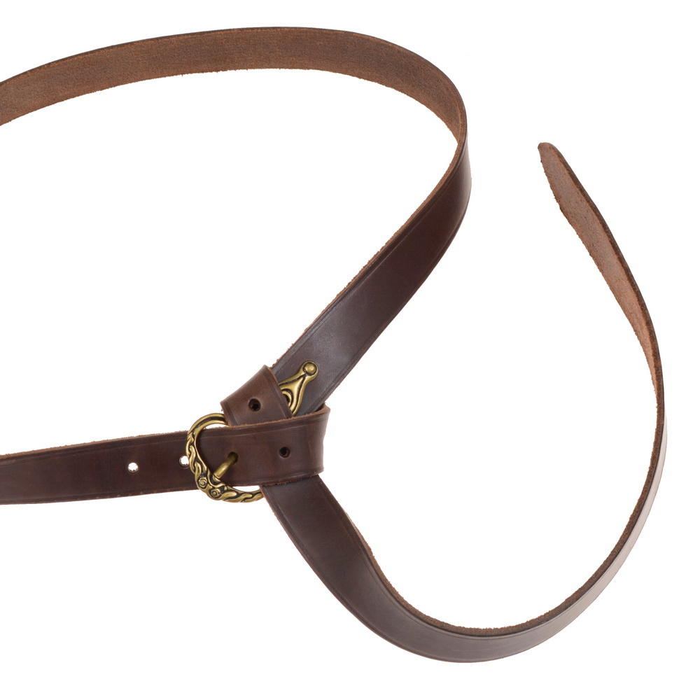 Viking leather belt - brown / brass