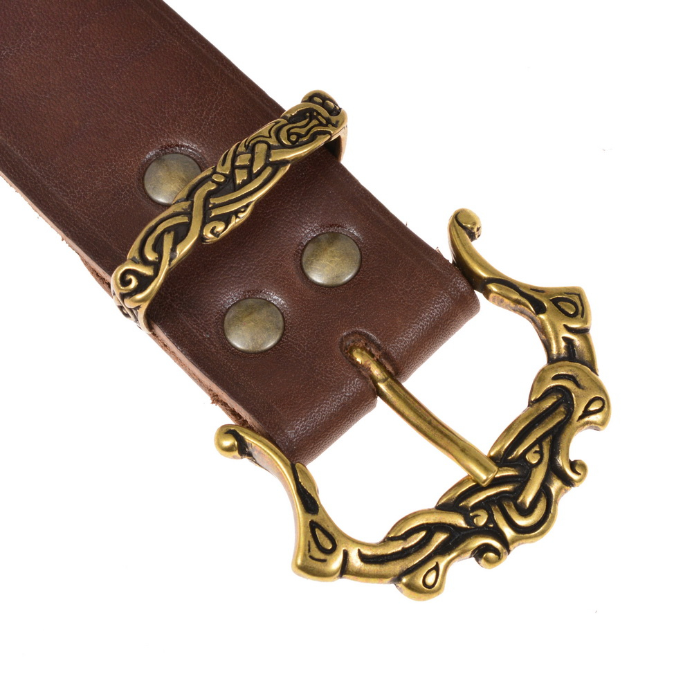 Ringerike Viking belt - brown / brass