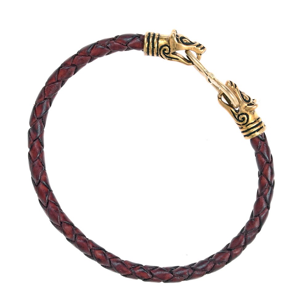 Leather bracelet - brown / bronze