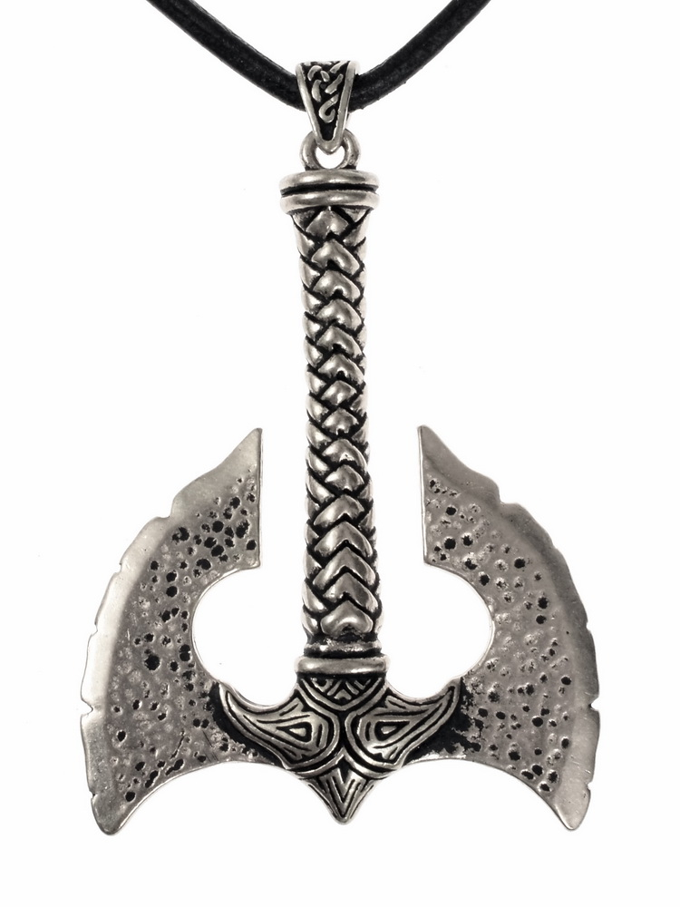 Double dwarf axe pendant - silver