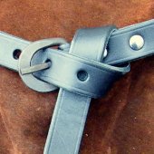 Leather belt with forged iron buckle - 2 cm