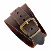 Plain Leather Wristband with Buckle