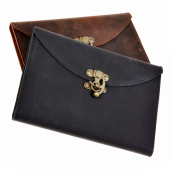 Leder-Buchh�lle mit Notizbuch - gro� / Haken