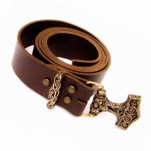 Grain Leather Belt Thor's Hammer - 4 cm