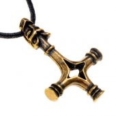 Wolf Cross Thor's Hammer - brass